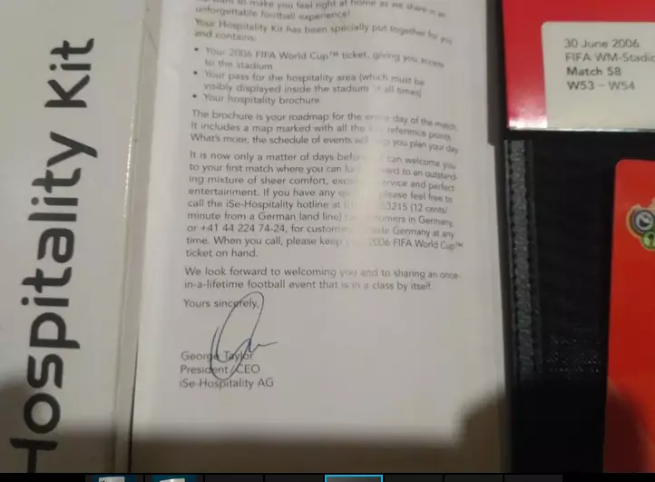 Италия - Украина 30.06.2006 Чемпионат мира - Комплект Hospitality Kit без билета 3