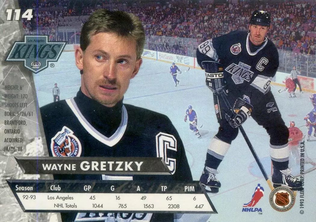 FLEER Ultra NHL 1993-1994-Уэйн Гретцки-Wayne Gretzky-Лос-Анджелес Кингз-Kings 1