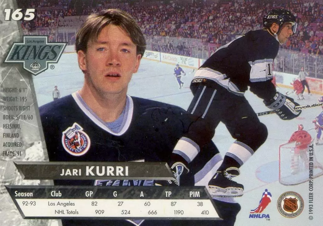 FLEER Ultra NHL 1993-1994-Яри Курри-Kurri-Лос-Анджелес Кингз-Los Angeles Kings 1