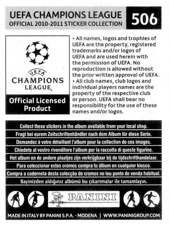 Наклейка Стикер #506 Panini Фернандиньо Бразилия Шахтер Донецк Лига 2010-2011 1