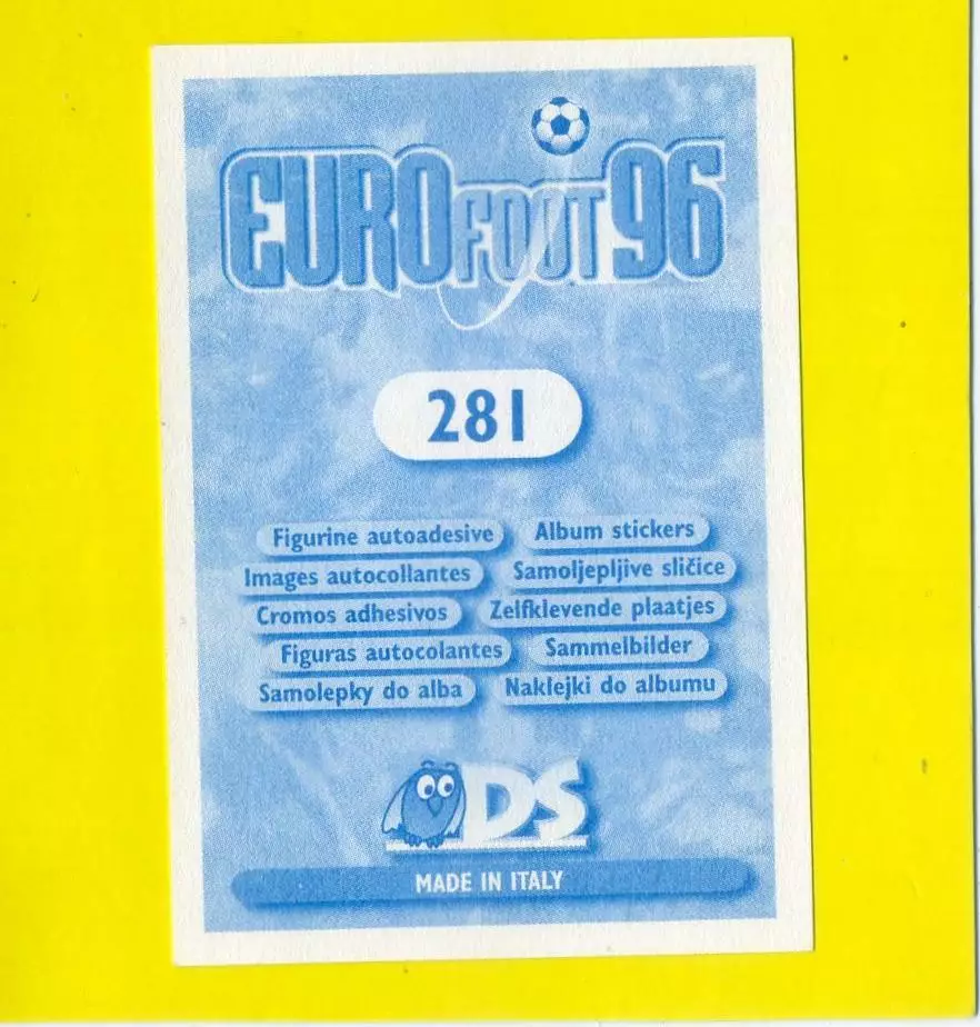Стикер EURO foot96 #281 Евро 1996 Дубравко Павличич - Dubravko Pavlicic Хорватия 1