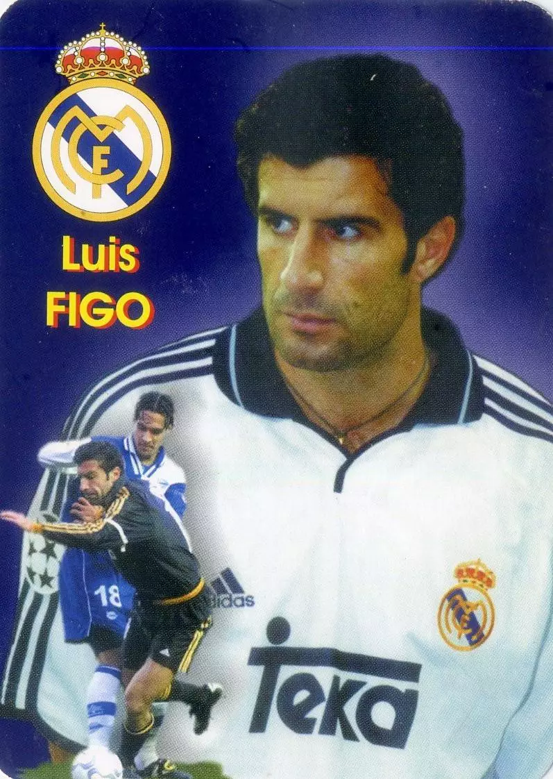 Календарик В Мире Футбола 2002-Луиш Фигу Figo Реал Мадрид Real Madrid Португалия