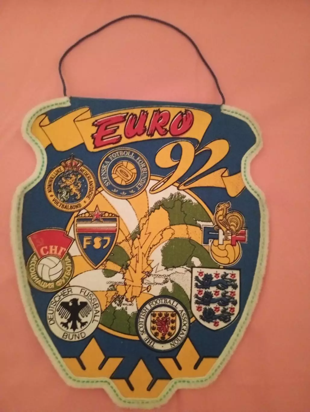 Вымпел Футбол ЕВРО 1992 СНГ Англия Шотландия Швеция Франция Югославия Германия