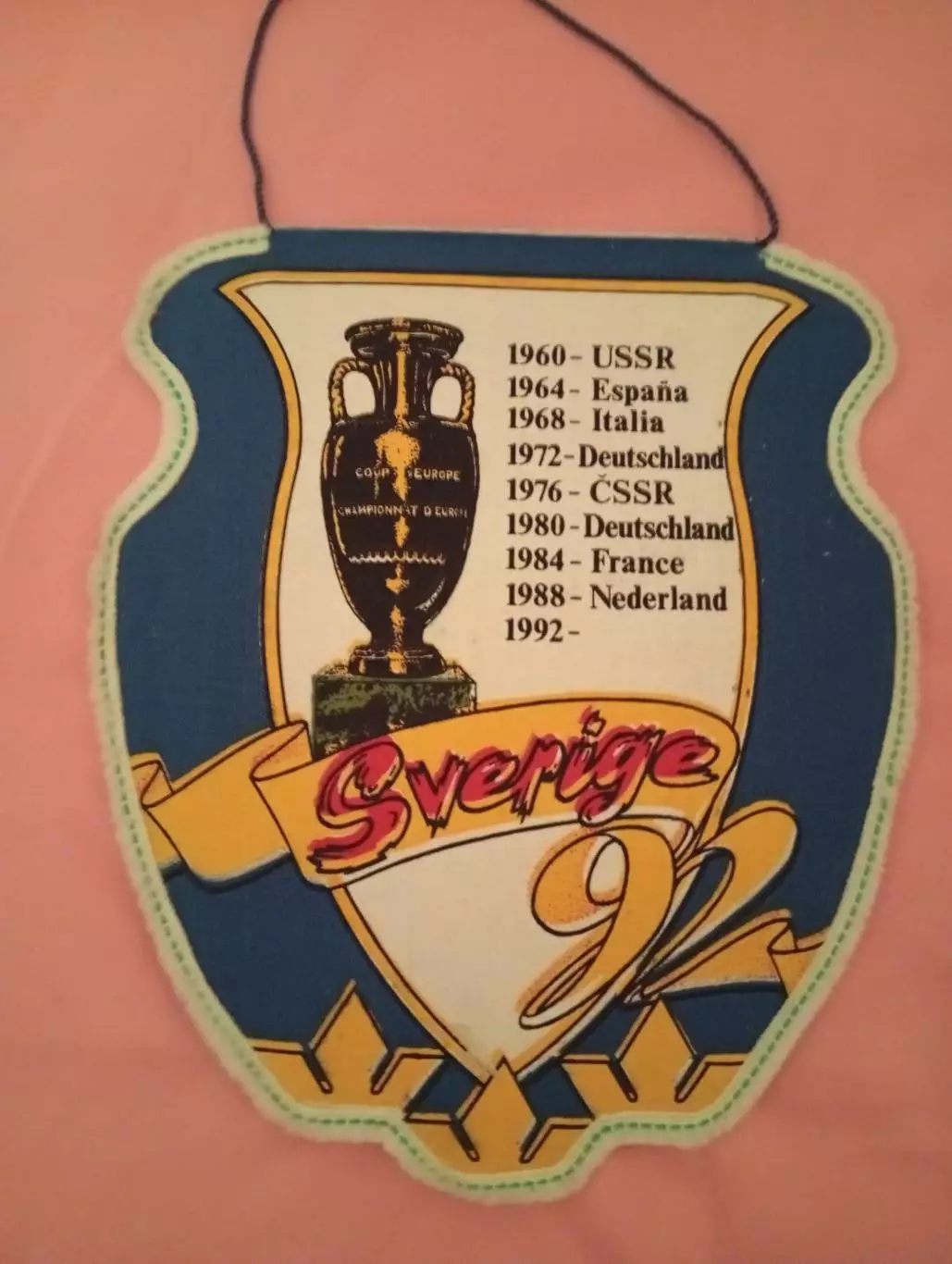 Вымпел Футбол ЕВРО 1992 СНГ Англия Шотландия Швеция Франция Югославия Германия 1