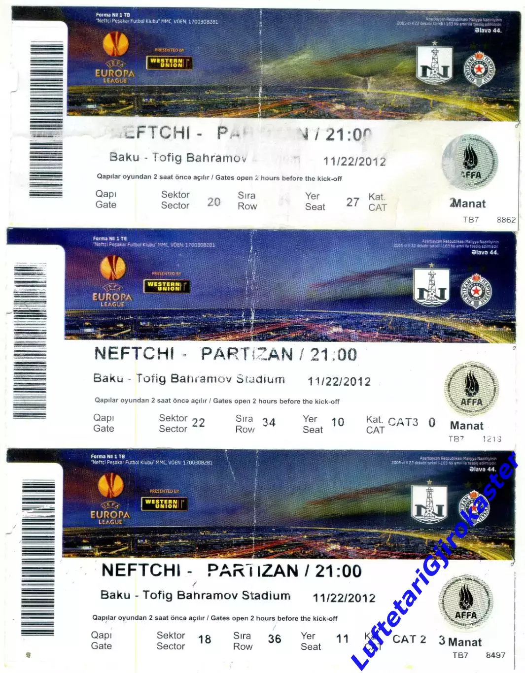 Нефтчи Баку Азербайджан - Партизан Сербия 2012 Partizan - программа + 10 билетов 3