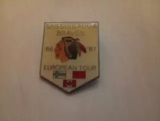 Хоккей - Значок - Mississauga Braves Канада - Евротур 1986-1987 - СССР Финляндия