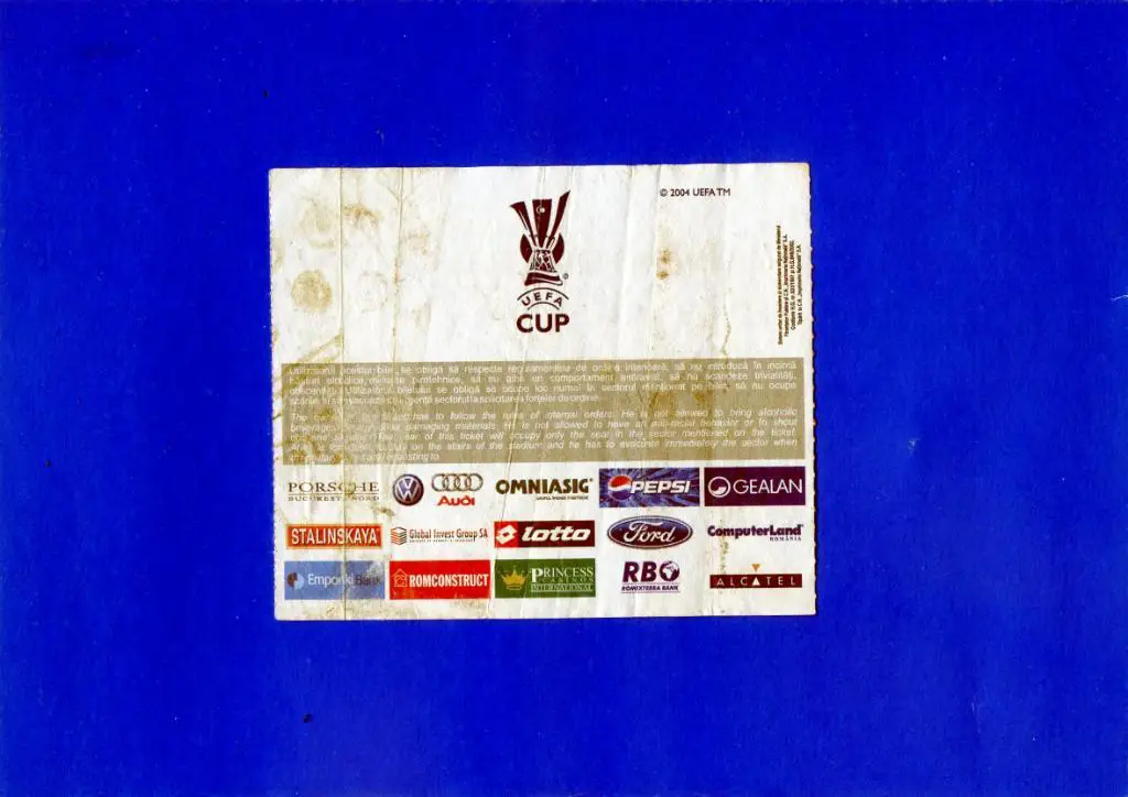 Билет Динамо Бухарест Румыния - ЦСКА Москва 2005 2