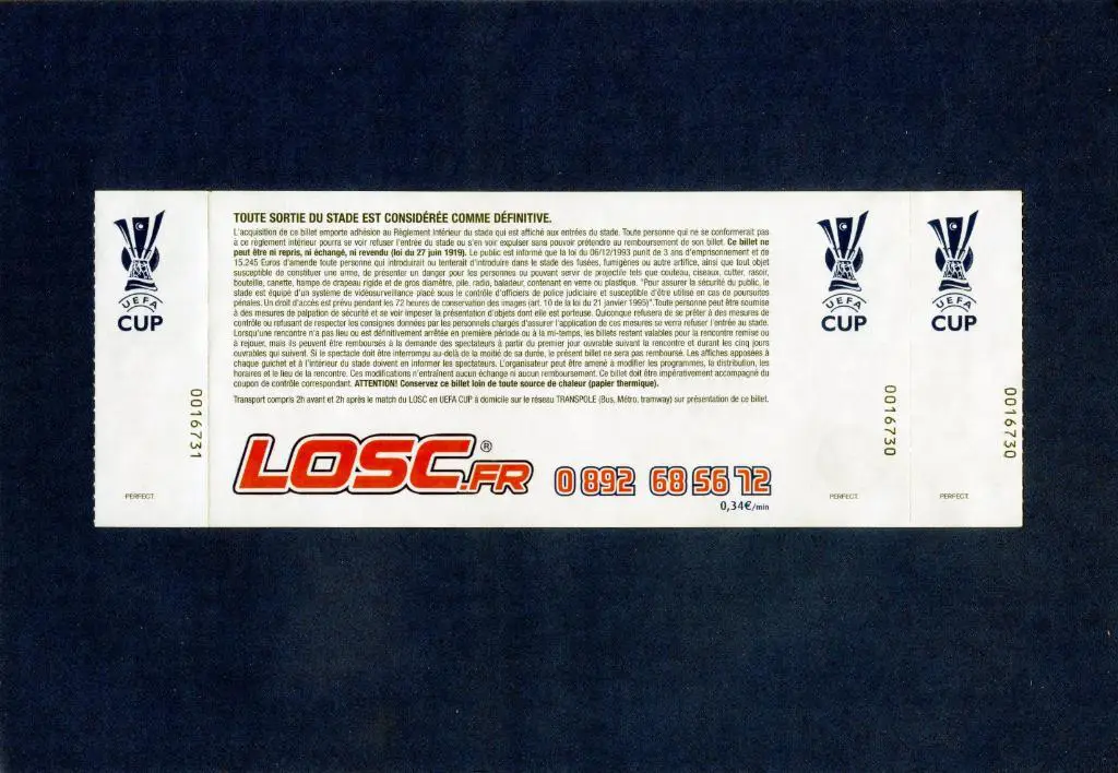 Билет Лилль Франция - Шахтер Донецк 2006 2