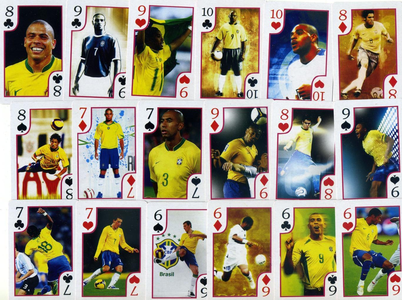 Карты игральные Футбол - комплект 36 карт - Бразилия - Роналдо Кака Роналдиньо 1