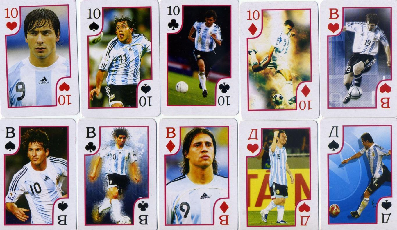 Карты игральные Футбол - комплект 36 карт - Аргентина Месси Агуэро Тевес 2