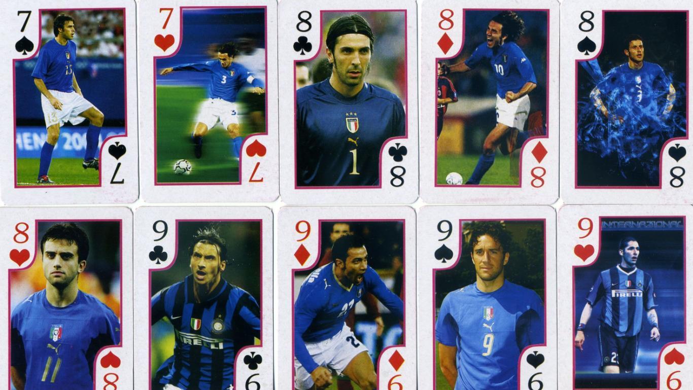 Карты игральные Футбол комплект 36 карт Италия Тотти Буффон Мальдини Дель Пьеро 2