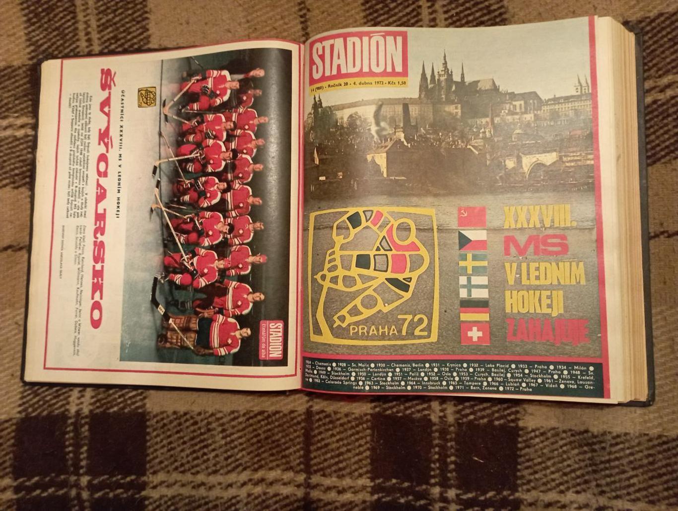Stadion Стадион ЧССР 1972 - комплект журналов в книге № 1-52 + приложение 2
