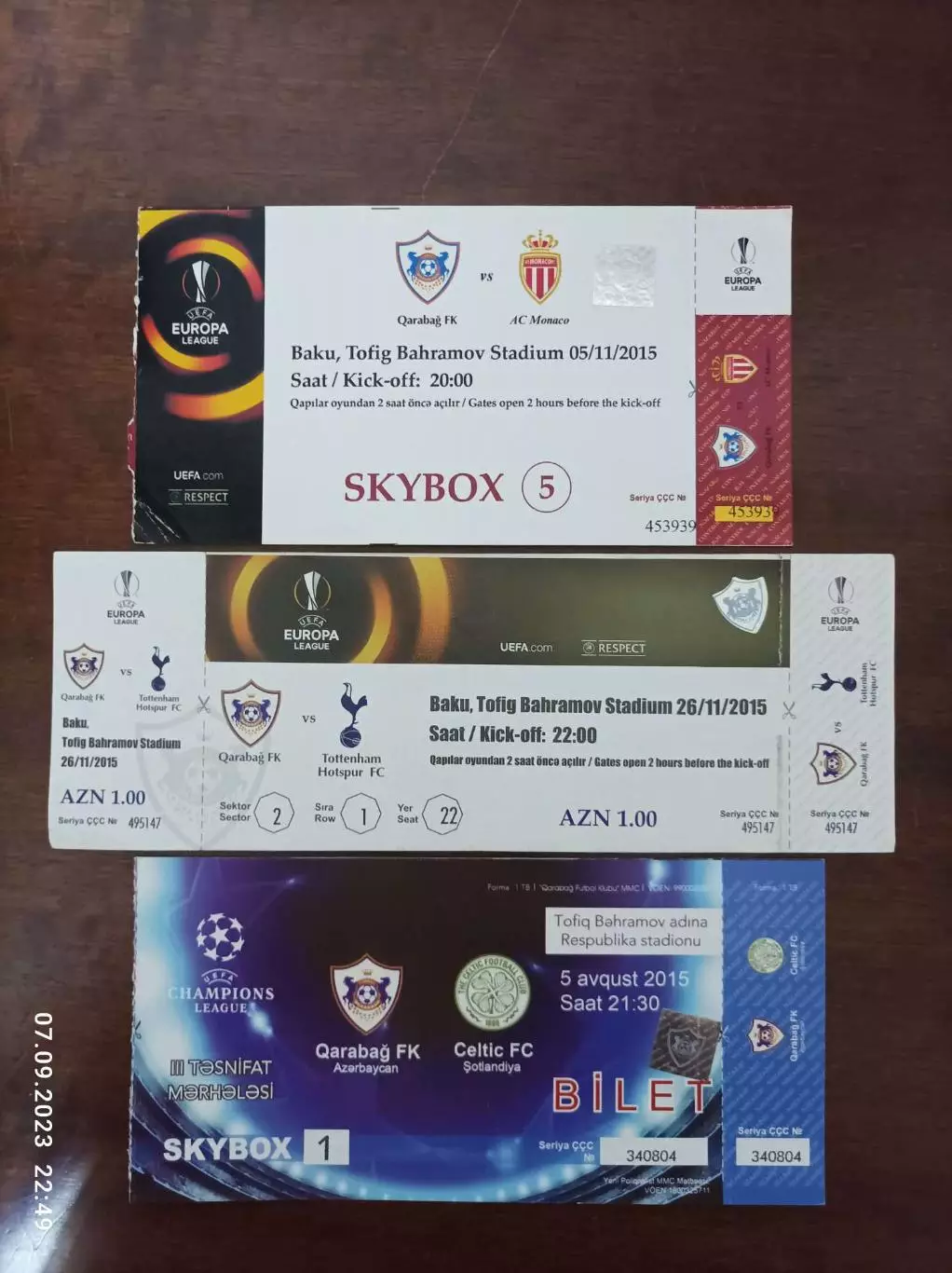 Карабах Азербайджан Монако Селтик Тоттенхэм Ашдод Кукеси Любляна 9 билетов