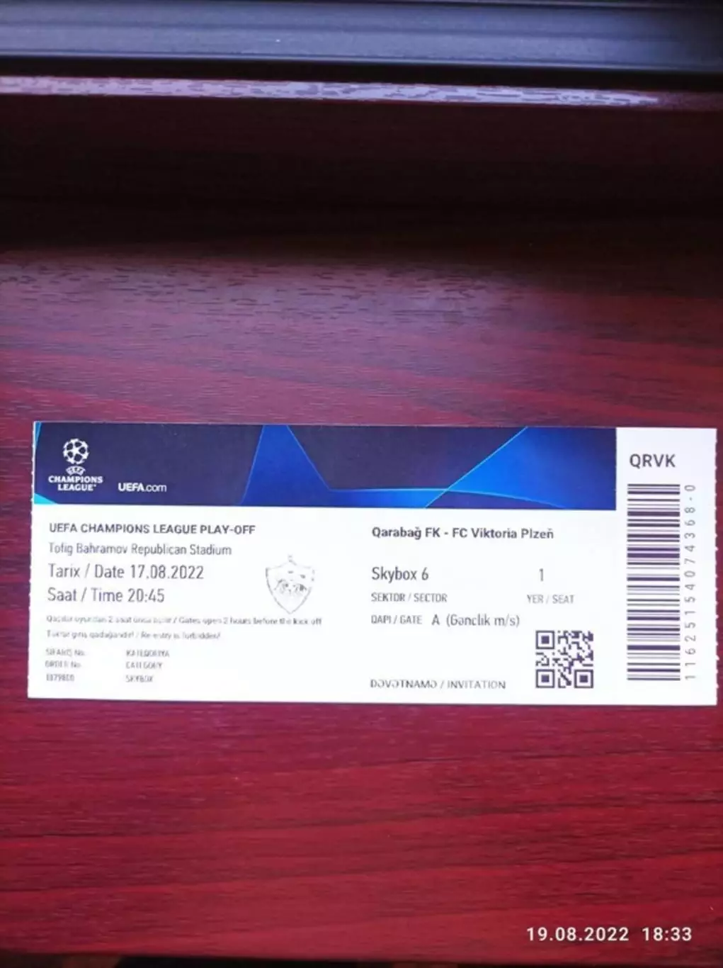 Билет Карабах Азербайджан - Виктория Чехия Viktoria Plzen Czech 2022 - Идеал