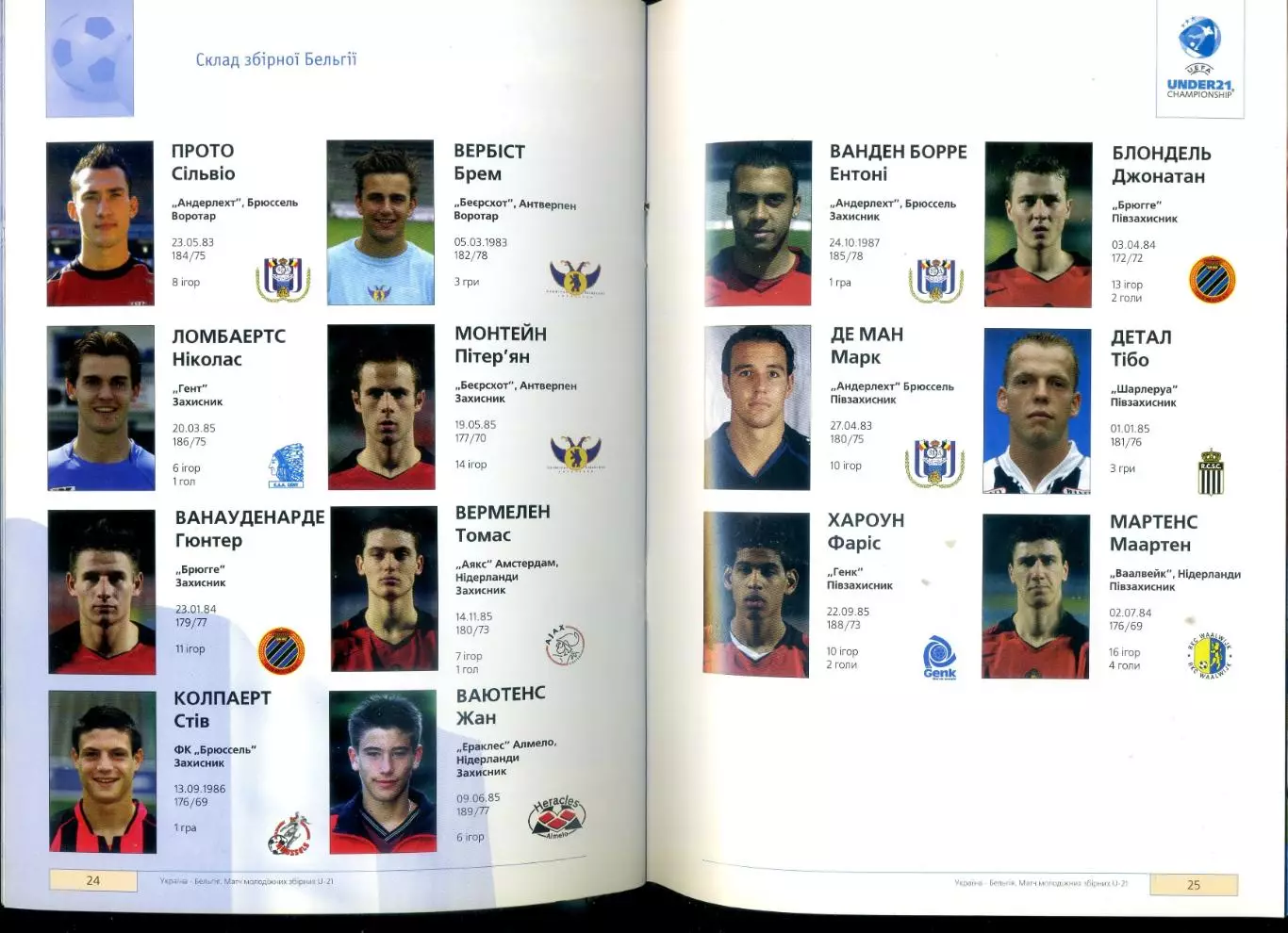 U21 Украина - Бельгия 12.11.2005 - плей-офф Ukraine - Belgium - ИДЕАЛ 1