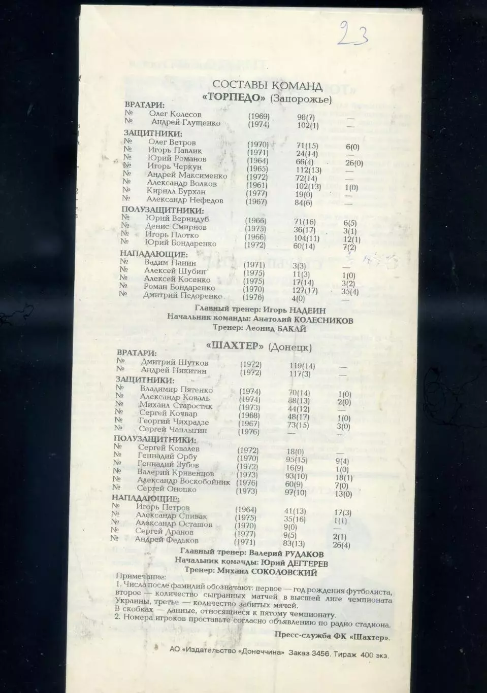 Шахтер Донецк - Торпедо Запорожье - 13.03.1996 1