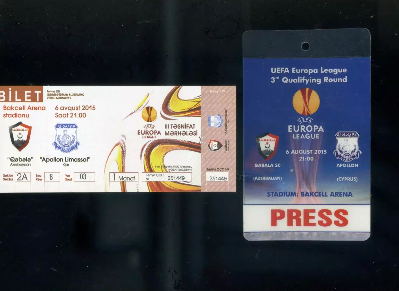Программа + билет + аккредитация Габала Азербайджан - Аполлон Лимасол Кипр 2015 1