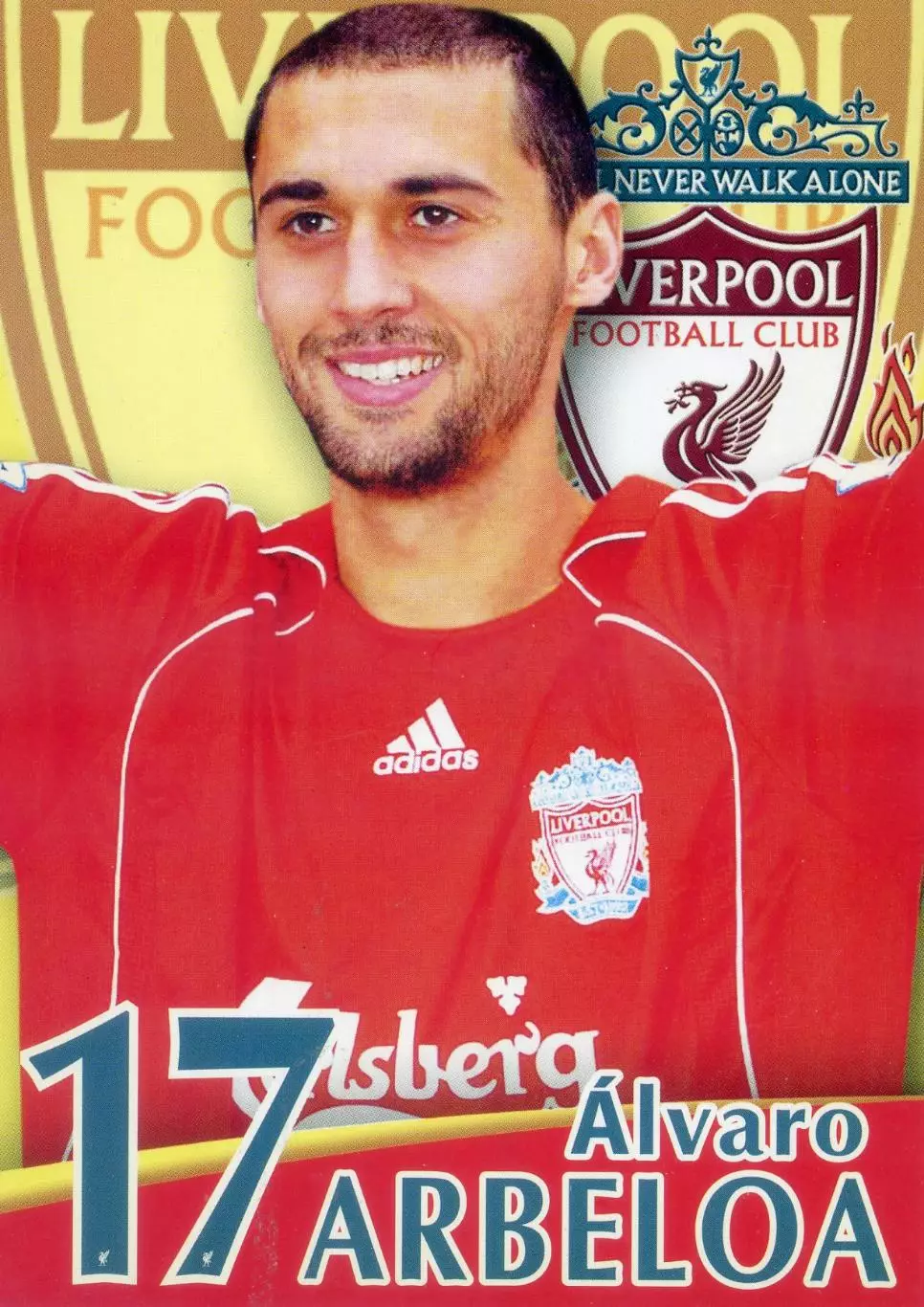 Открытка Футбол Собери Команду Ливерпуль Liverpool Англия Альваро Арбелоа Испани