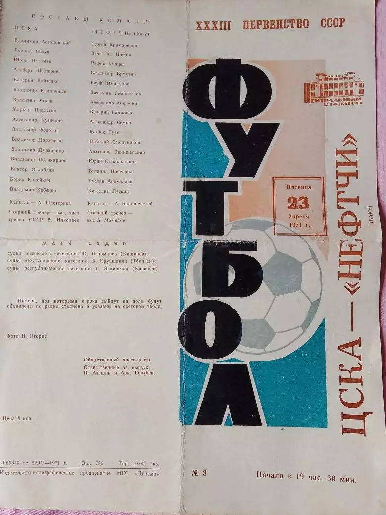 ЦСКА - Нефтчи Баку 1973г.