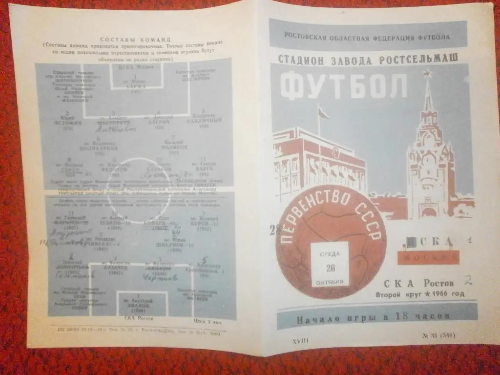СКА Ростов - ЦСКА 1966г.