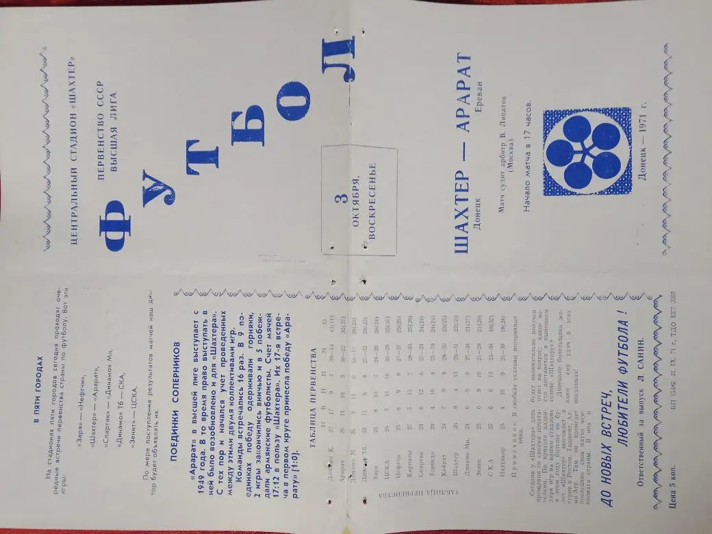 Шахтер Донецк - Арарат Ереван 1971г.