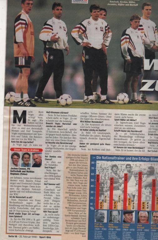 журнал Sport Bild (Спортивная картина) Германия 1998г. №9 2