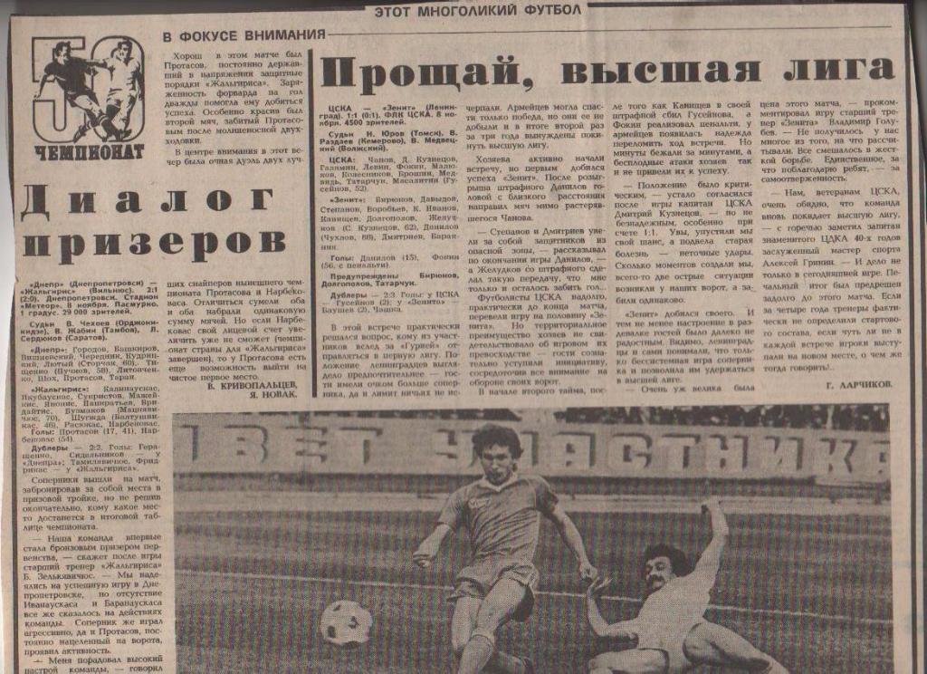 статьи футбол №197 отчеты о матчах Торпедо Москва - Нефтчи Баку 1987г.
