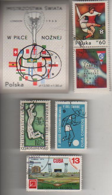 марки футбол чемпионат мира по футболу Англия-66 Польша 1966г. БЛОК