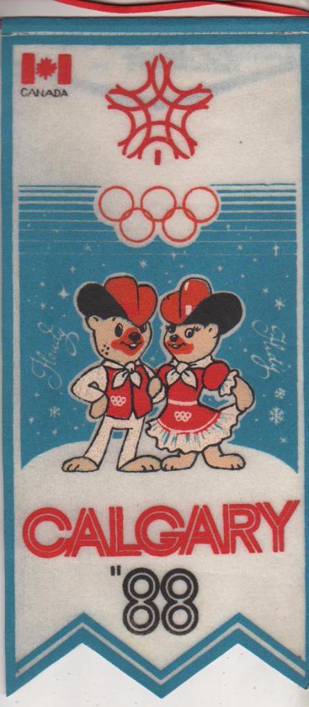 вымпел эмблема олимпийские игры г.Калгари, Канада 1988г. г.Красноярск