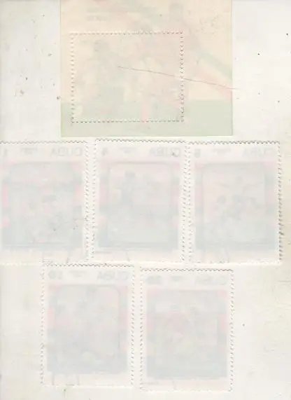 марки футбол чемпион. мира по футболу Мексика-86 Куба 1986г (5 марок+блок) 1