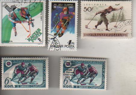 марки хоккей с шайбой олимпийские игры Лейк-Плэсид-80 Венгрия 1980г.