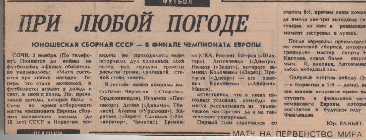 статьи футбол №87 статья Юношеская сборная СССР - в финале ЧЕ 1981г.