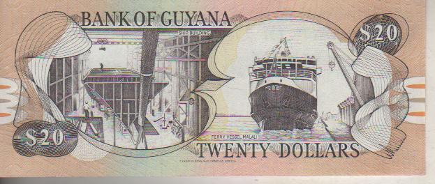 банкнота 20 долларов Гайана 2009г. №С/04 928776 пресс