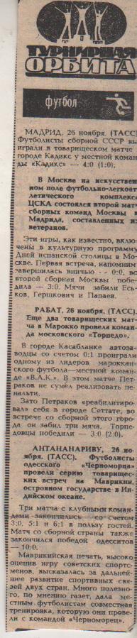статьи футбол №357 отчет о матче Кадис Испания - сборная СССР 1981г.