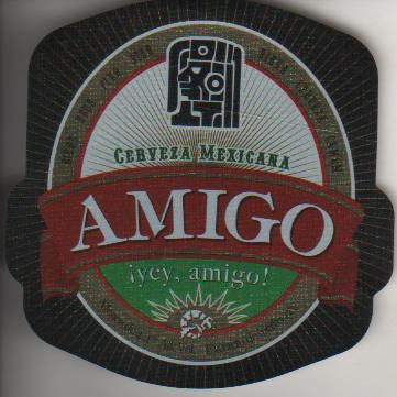 этикетка пивная чистая AMIGO мексиканское пивзавод г.Братск 0,5л
