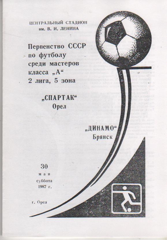 пр-ка футбол Спартак Орел - Динамо Брянск 1987г. (копия)