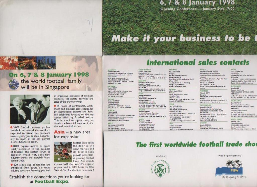 буклет-сувенир Футбол-экспо г.Сингапур 1998г. 1