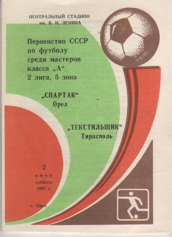 пр-ка футбол Спартак Орел - Текстильщик Тирасполь 1987г.