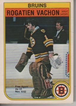 карточка хоккей с шайбой НХЛ Вашон Рогасьен 1945г. Бостон Брюинз США 1982г.