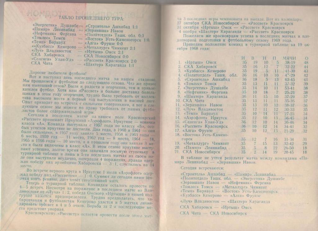 пр-ка футбол Автомобилист Красноярск - Аэрофлот Иркутск 1968г. 1