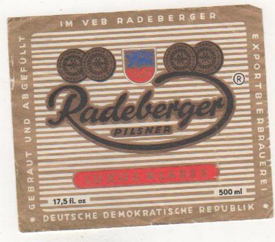 этикетка пивная Радебергер пивзавод г.Радеберг, ГДР 0,5л (отмокашка)