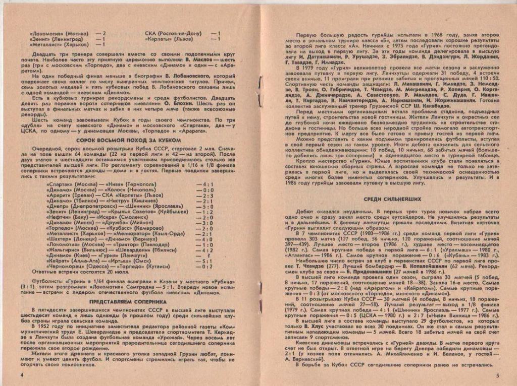 пр-ка футбол Динамо Киев - Гурия Ланчхути кубок СССР 1/16 финала 1988г. 1