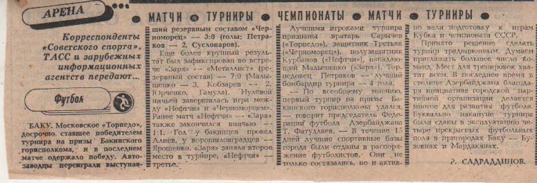 статьи футбол №81 отчет о матче Торпедо Москва - Черноморец Одесса 1984г.