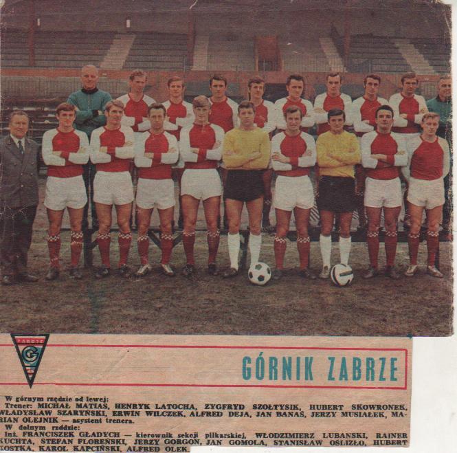 вырезки из журналов и книг футбол команда Гурник г.Забже, Польша 1969г.