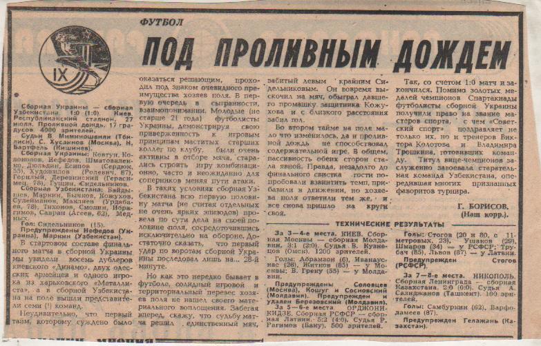 статьи футбол №123 отчеты о матчах летняя спартакиада народов СССР ФИНАЛ 1986г.