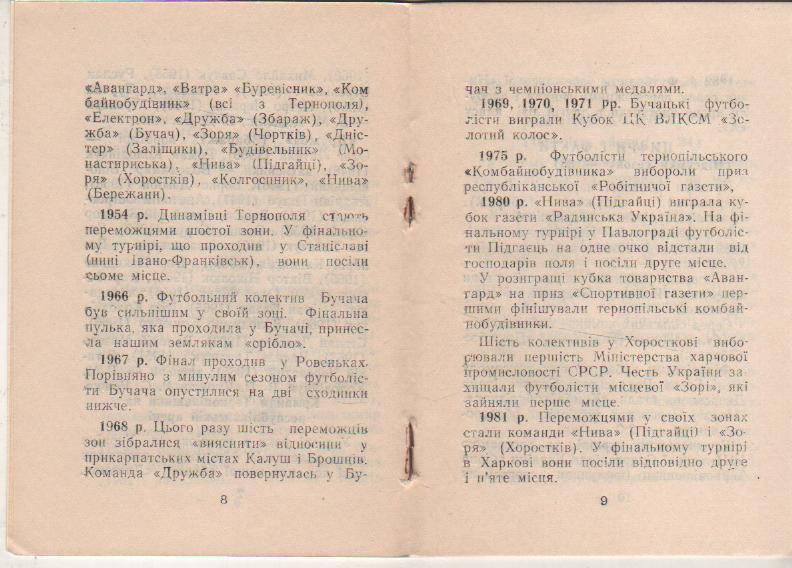 к/c футбол г.Тернополь 1984г. на украинском с автографом 3