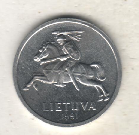 монеты 1 цент 1991г. Литва (не чищеная) не магнитится 1