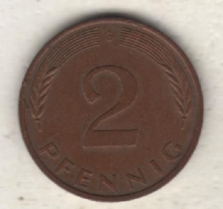 монеты 2 пфеннинг ФРГ 1986г. (не чищеная) магнитится