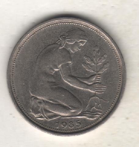 монеты 50 пфеннинг ФРГ 1985г. (не чищеная) не магнитится 1