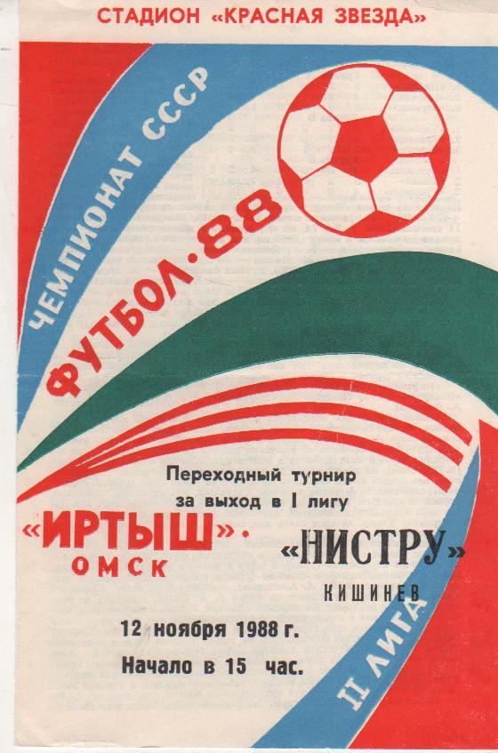 пр-ка футбол Иртыш Омск - Нистру Кишинев переходный турнир в 1 лигу 1988г.